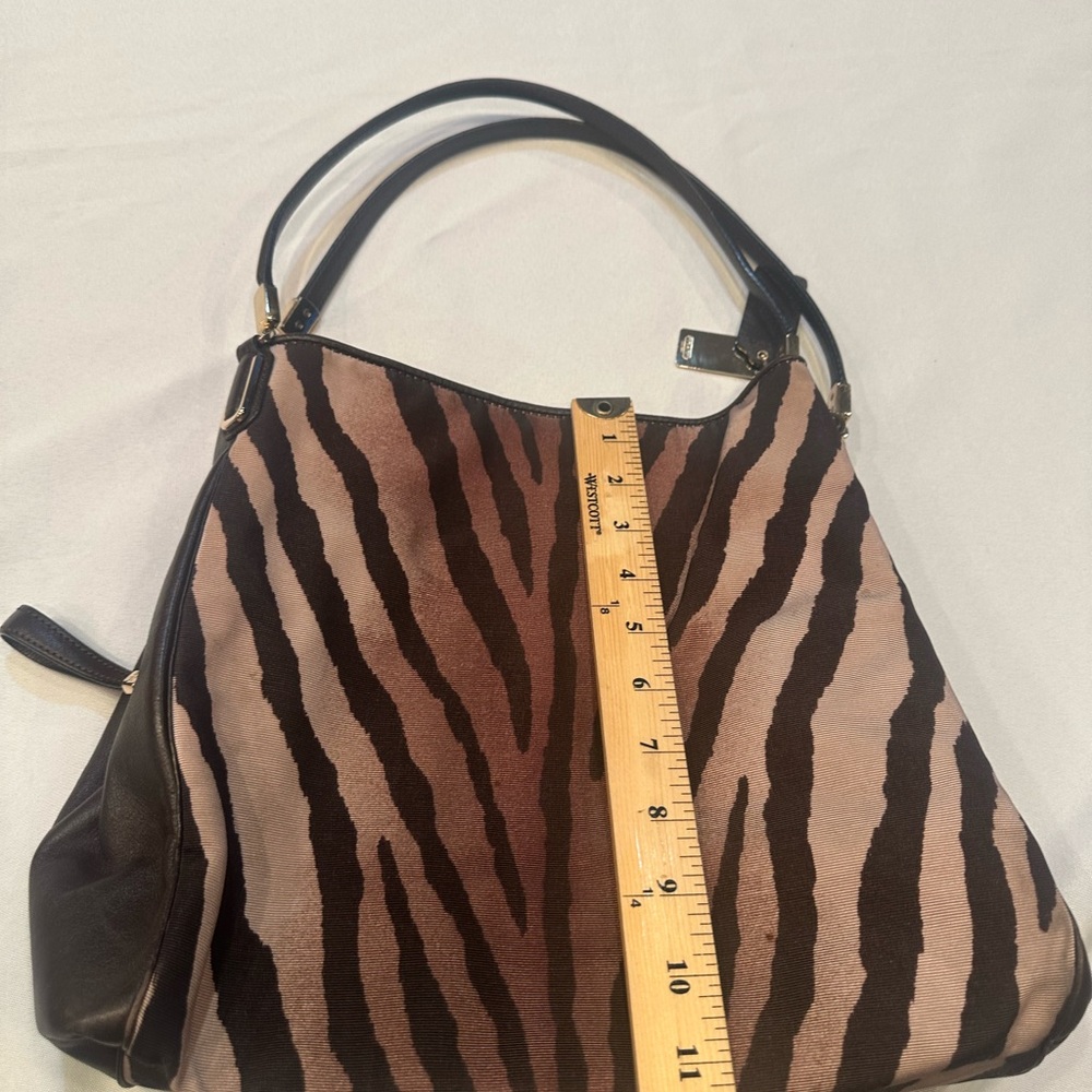 Coach Zebra-Print Brown and Tan Shoulder Bag - Picture 12 of 12
